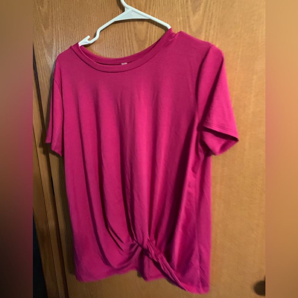 Vanilla Bay Hot Pink Short Sleeve Twist Front Tee